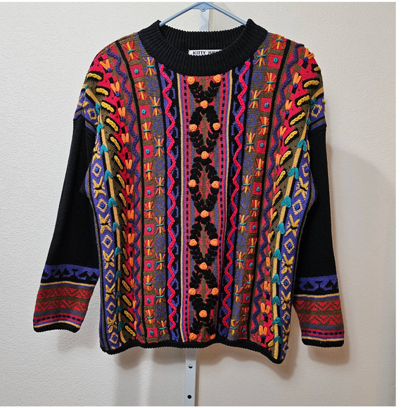 Kitty Hawk Sweaters - VINTAGE KITTY HAWK BY VIVIAN WANG Multicolored & Textured Pullover Sweater Sz M